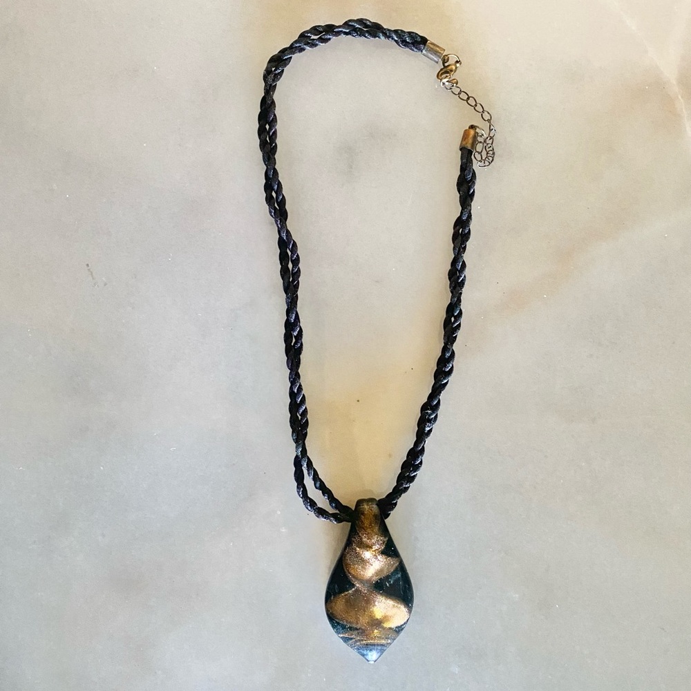 Glass Pendant with Rope Necklace